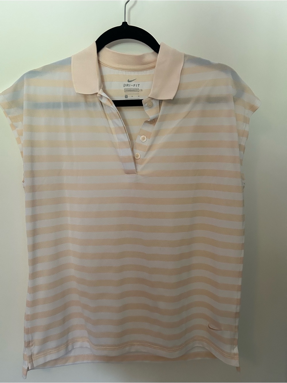 Nike Women's Peach & White Striped Dri-FIT Polo Tank
